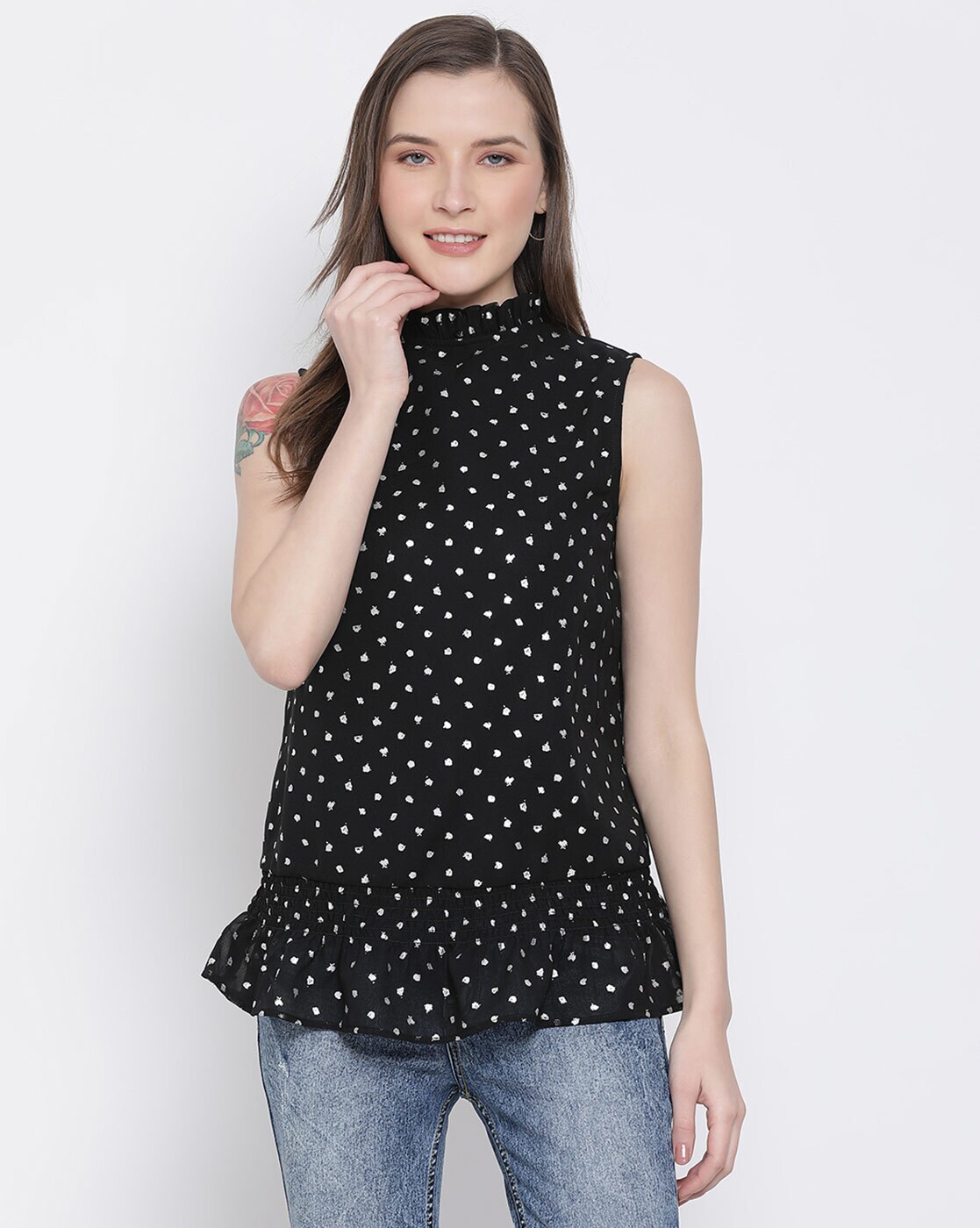 Buy Black Tops for Women by Oxolloxo Online