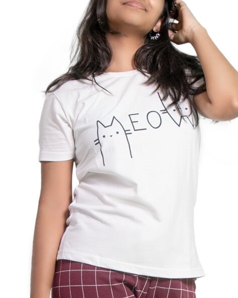 Buy White Tshirts for Women by WW WON NOW Online