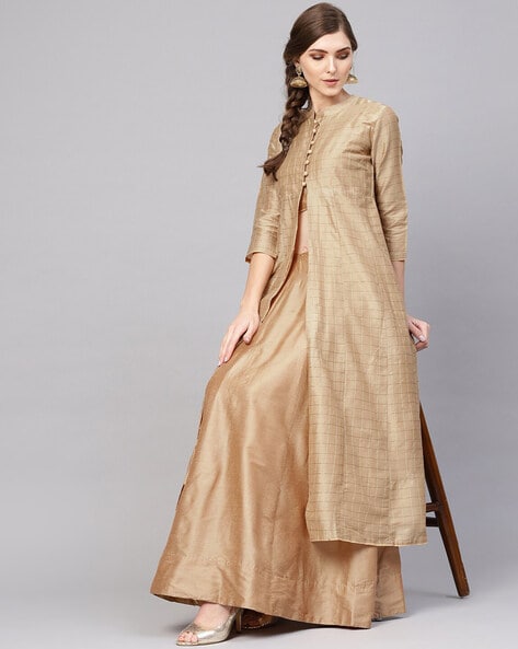 Readymade Golden Art Silk Asymmetric Kurti Style Lehenga Choli Raksha  Bandhan Collection 1681LG01