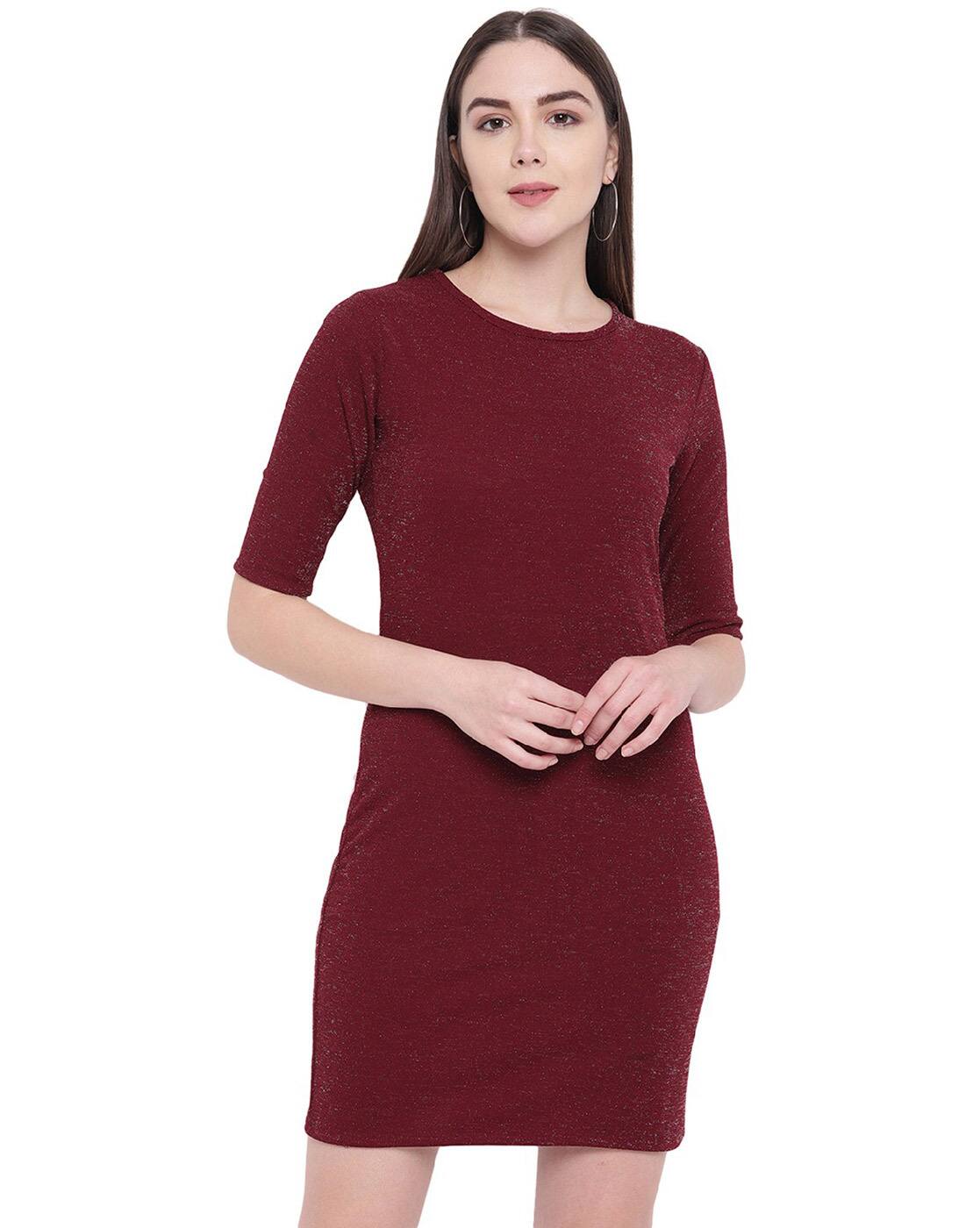 Buy Burgundy Dresses for Women by RIVI 
