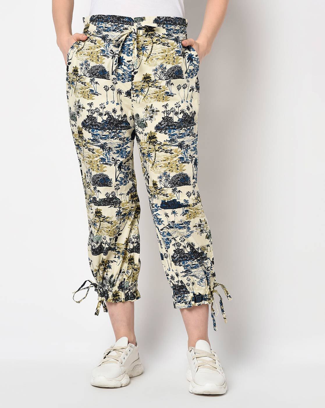 Weekday straight leg cut out waist pants in floral print | ASOS