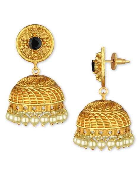 Buy Style Viva Stylish Silver & Black Jhumka Earrings Round with Beads  Latkan Online at Best Prices in India - JioMart.