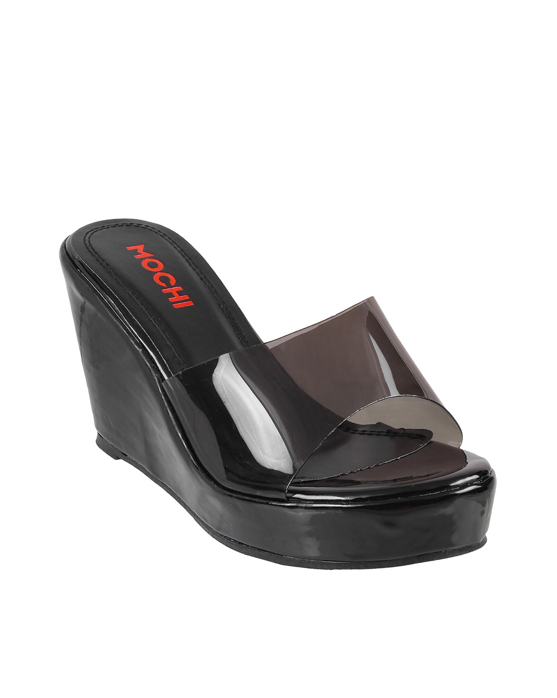 Vanilla Moon Shoes Marie Patent Wedge Sandal in Black