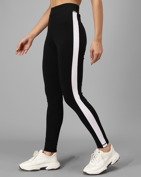 Ankle-Length Sports Leggings with Mesh Panel