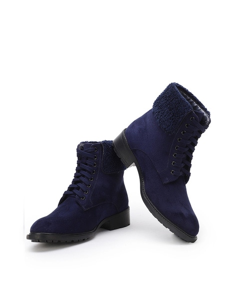 Lace up hot sale navy boots