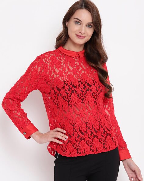 Red Lace Tops - Buy Red Lace Tops online in India