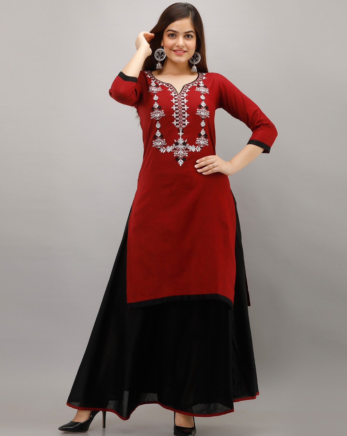 embroidered kurta skirt set