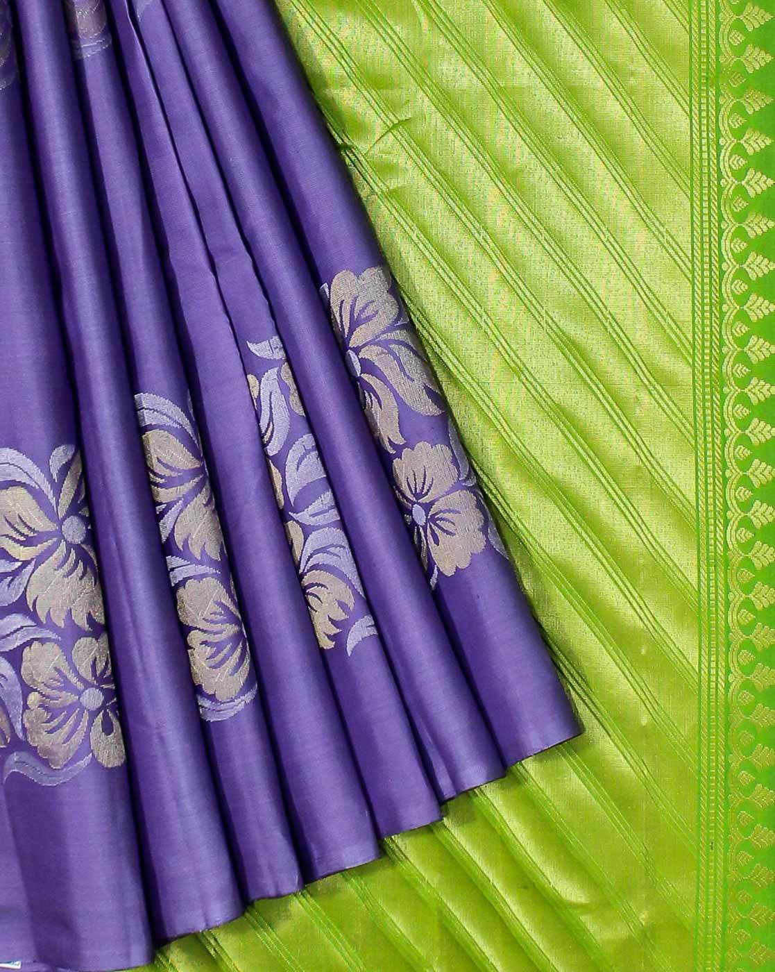 Buy Pothys Printed Daily Wear Tussar Silk Purple Sarees Online @ Best Price  In India | Flipkart.com