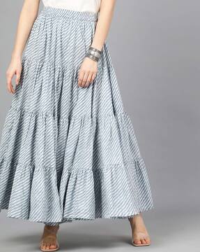 Buy Pink Tired Cotton Flared Skirt by Designer PINKSKY DESIGNS for Women  online at Ogaanmarketcom