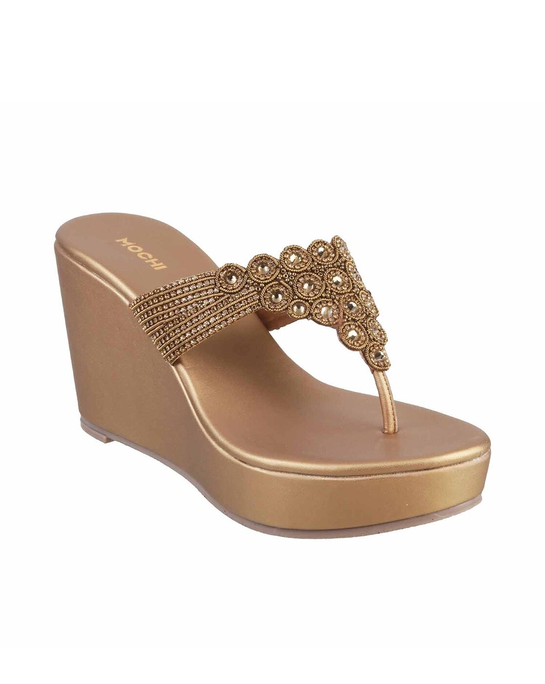 Buy Bronze Heeled Sandals for Women by Mochi Online