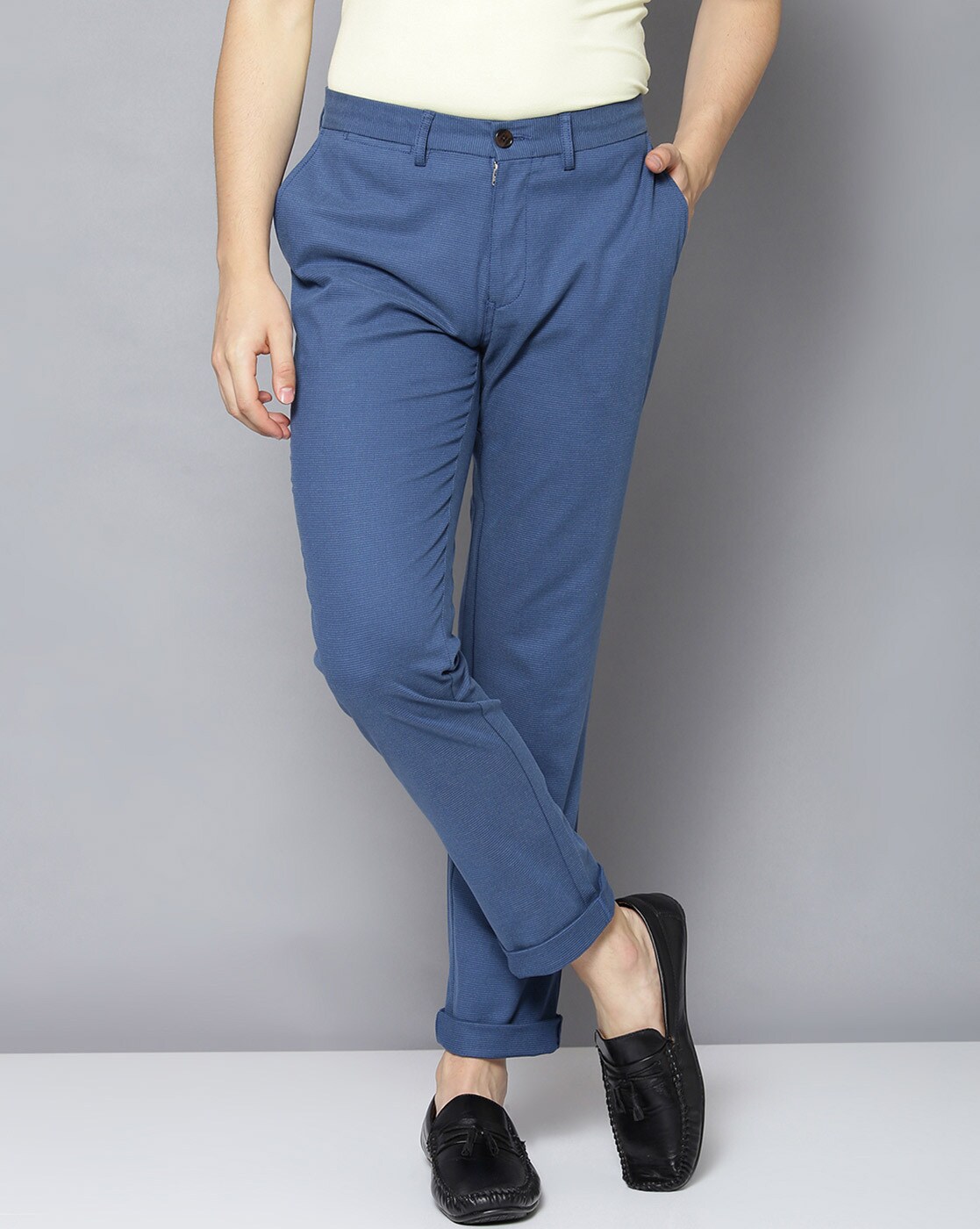 Buy Ben Sherman Blue Skinny Fit Flat Front Trousers for Men Online  Tata  CLiQ Luxury