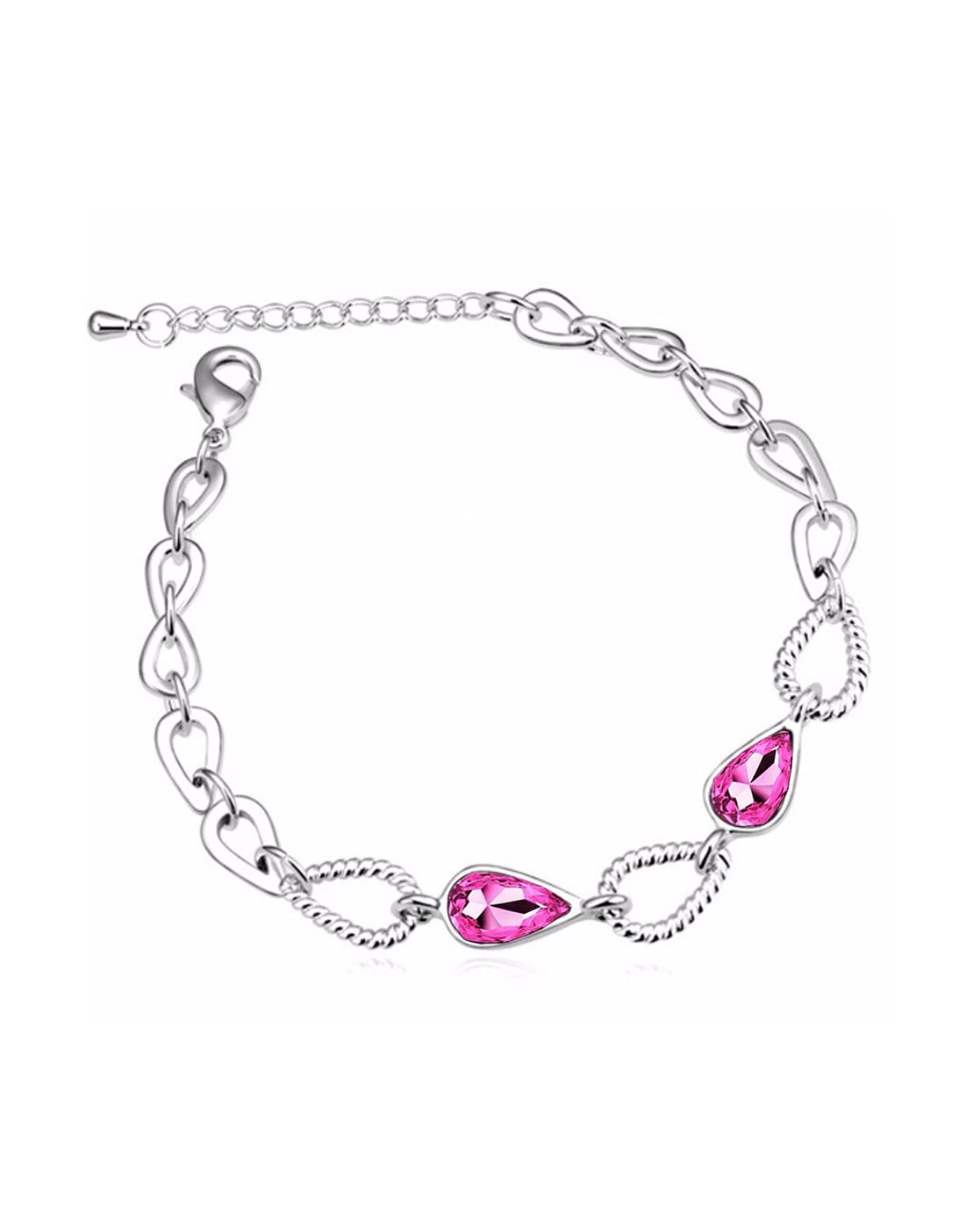 Sterling Silver Rosary Bracelet Created Pink Swarovski Crystal Round B –  The Cottage in Thrifty Way of Abbeville