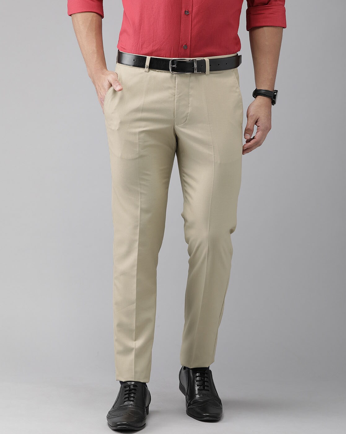 Buy Turtle Men Grey Slim Fit Self Design Formal Trousers at Amazon.in