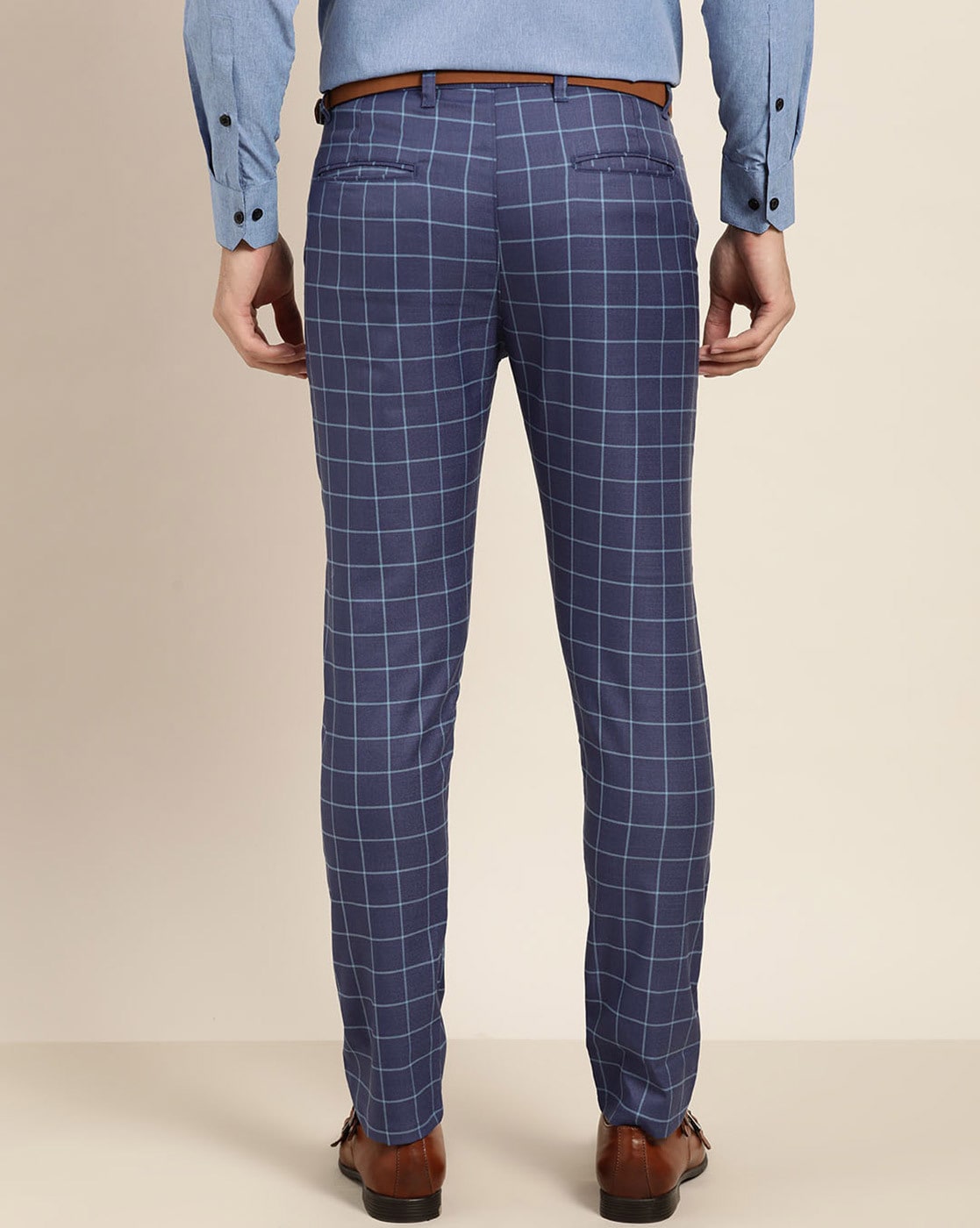 Men Plaid Pants Casual Business Formal Skinny Slim Fit Trousers  Fruugo IN