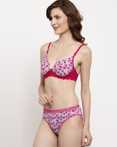 Buy Quttos Women Pink Bra Panty Set QT-ST-333 - Lingerie Set for Women  8453635