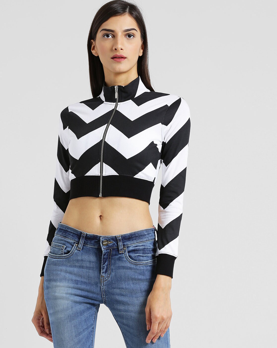 white top with zip front
