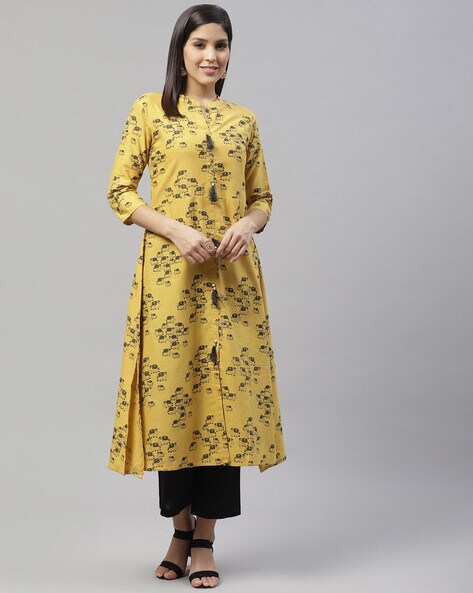 Buy Online Yellow Cotton Kurti for Women  Girls at Best Prices in Biba  IndiaCAFEPIN16304AW20YEL