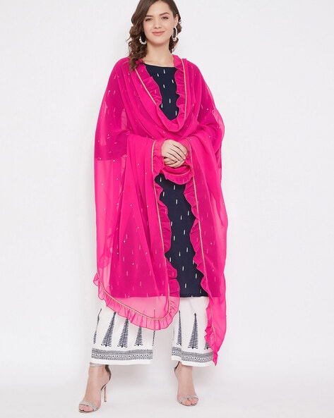 Embellished Dupatta with Ruffled Border Price in India