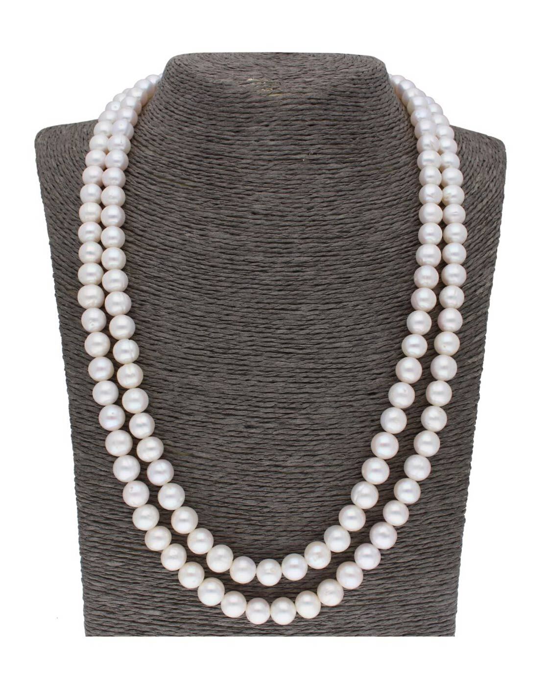 Double Strand Pearl Necklace - Small White with Teardrop – Dames a la Mode