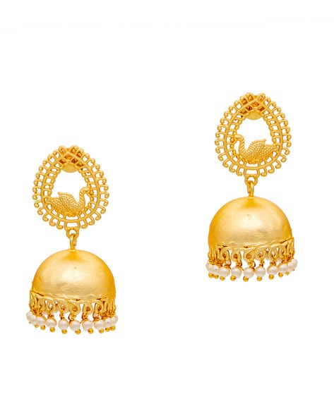 Lumibella Fashion Golden Peacock Matte Style Jhumka Earrings at Rs  1299/piece in Chennai