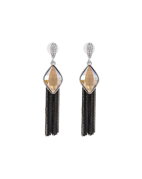 Gold Black Butterfly Drop Chain Earrings | Classy Women Collection