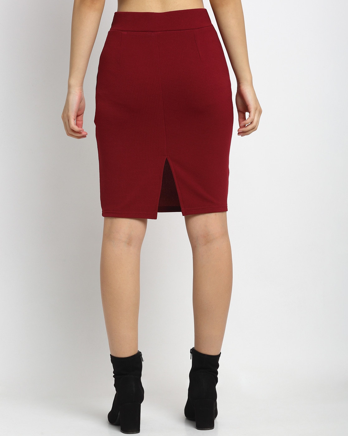 maroon skirt knee length