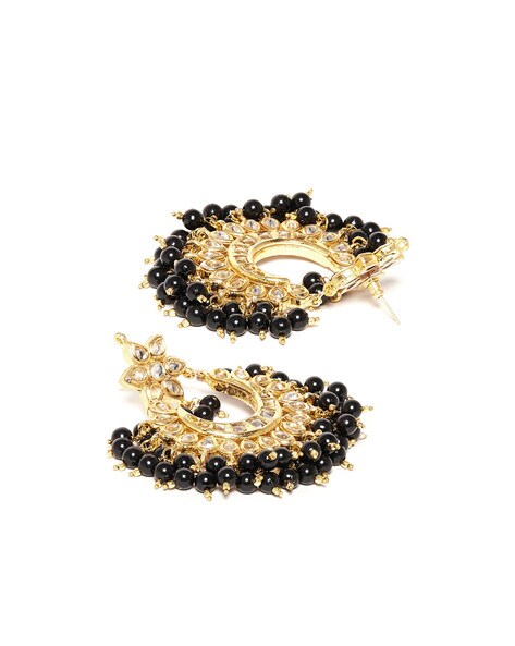 Black Beads Gold Studs | Raj Jewels