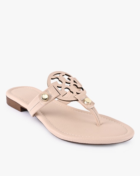 Cut Out Textured Flat Sandals