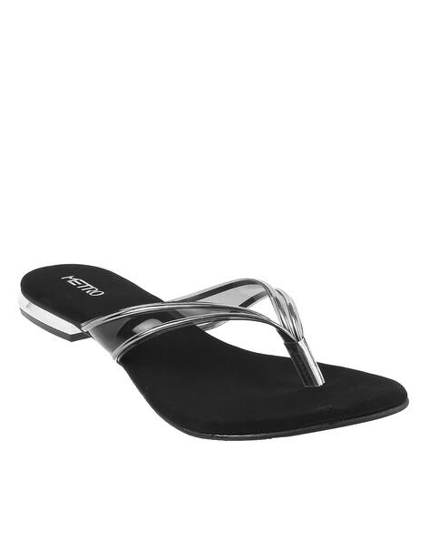 black flat sandals slip on