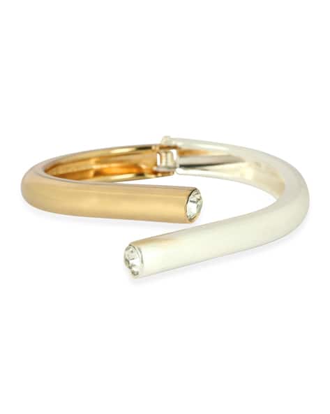 JEWELS GURU Jewels Guru Gold Silver Polished Double Tone Bracelet