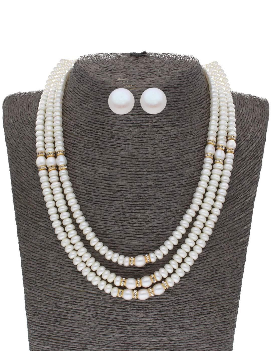 multi strand white bead necklace