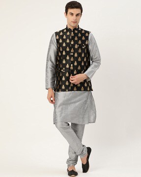 Pathani suit with nehru on sale jacket