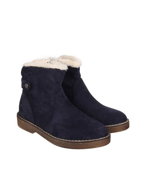 ajio lined ankle boots womens