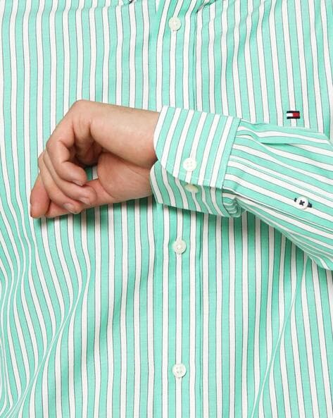 tommy hilfiger green striped shirt