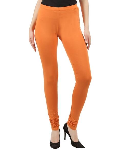 Buy Orange Leggings for Women by FIBBU 