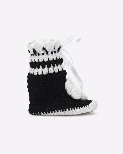 black crochet slip on shoes