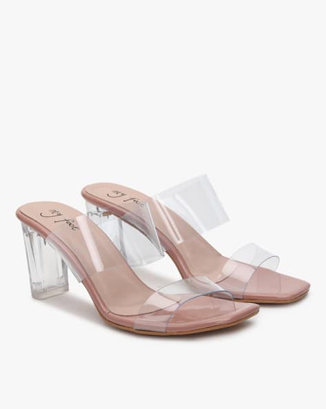 clear chunky heel sandals