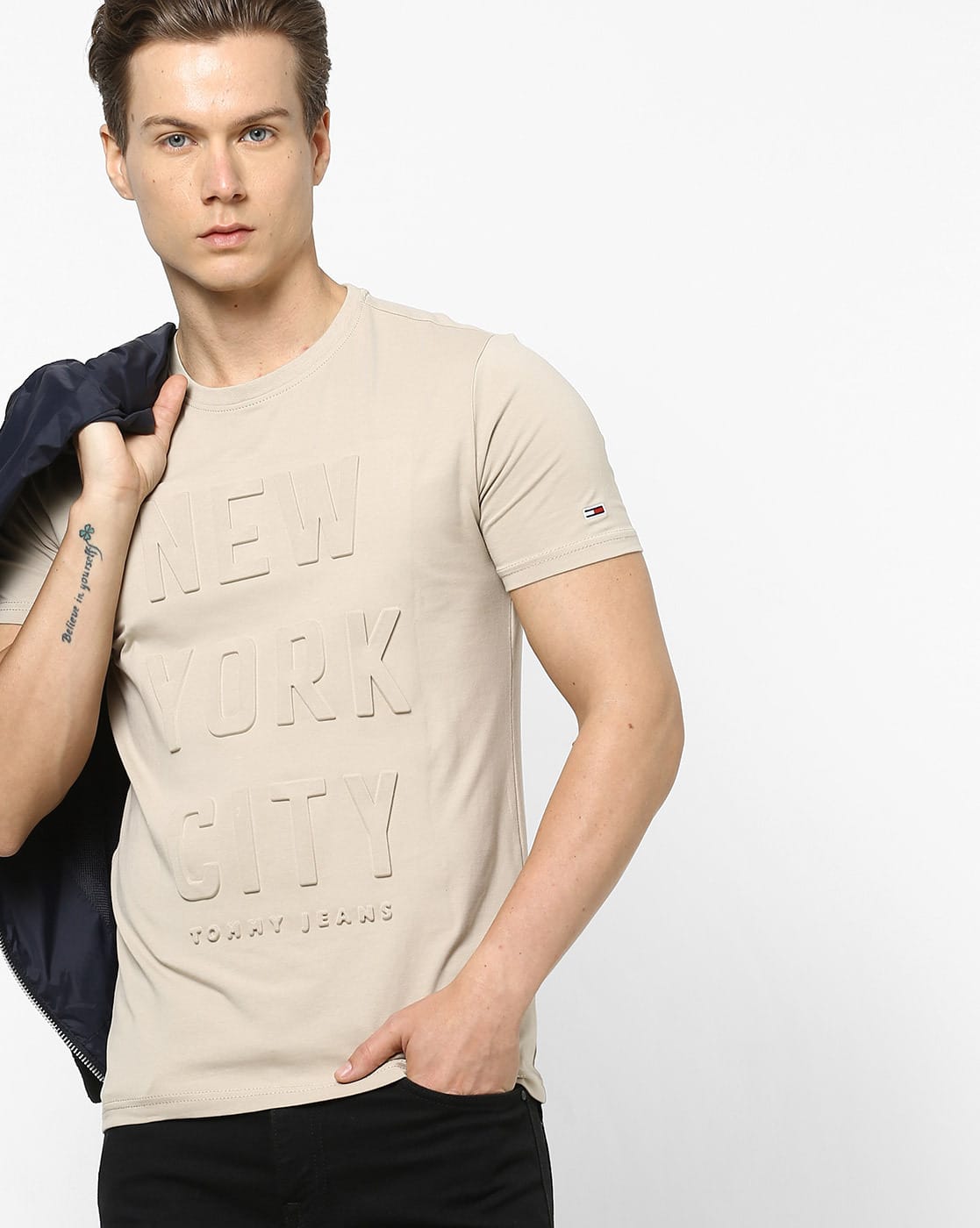 tommy hilfiger beige t shirt