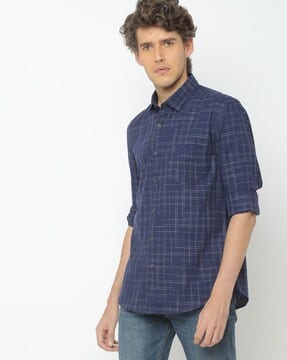 Buy Navy Blue Shirts for Men by NETPLAY 