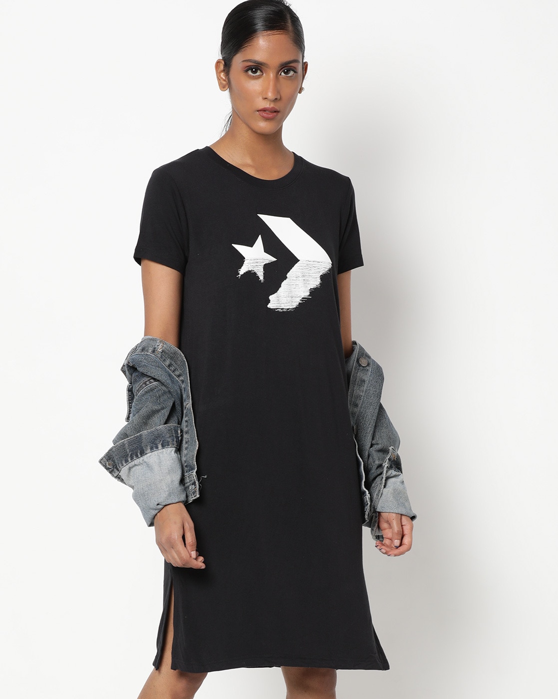 Shirt dress hot sale with converse