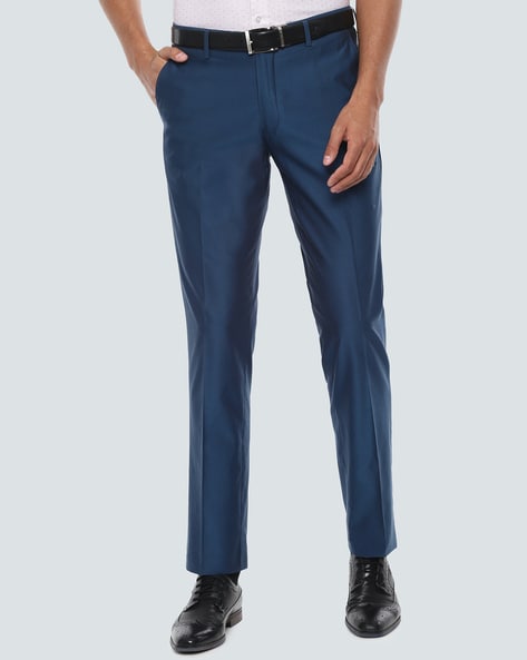 Buy Men Grey Slim Fit Stripe Flat Front Formal Trousers Online - 681368 | Louis  Philippe