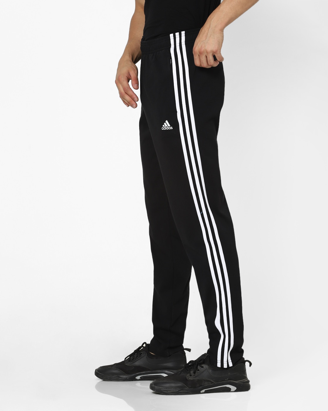 Adidas black and hot sale white striped pants