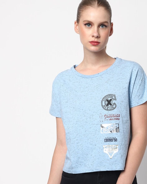 Converse t shirt store womens blue