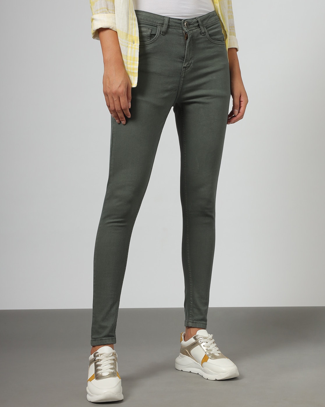 High Waist Reberry Women Olive Green Skinny Fit Solid Jegging, Casual Wear  at Rs 390 in New Delhi