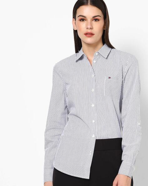Tommy Hilfiger Women's Cotton Pinstripe Button-Down Shirt, 51% OFF