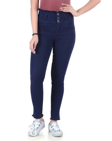 Buy Navy Blue Jeans & Jeggings for Women by FASHION STYLUS Online