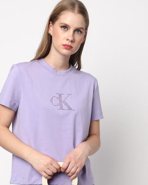 Logo Print Cotton Crew Neck T shirt