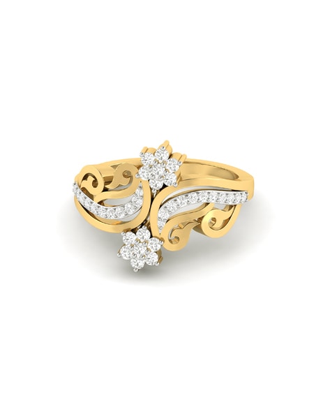 Contemporary Modern Diamond & Yellow Gold Ring - 66mint Fine Estate Jewelry