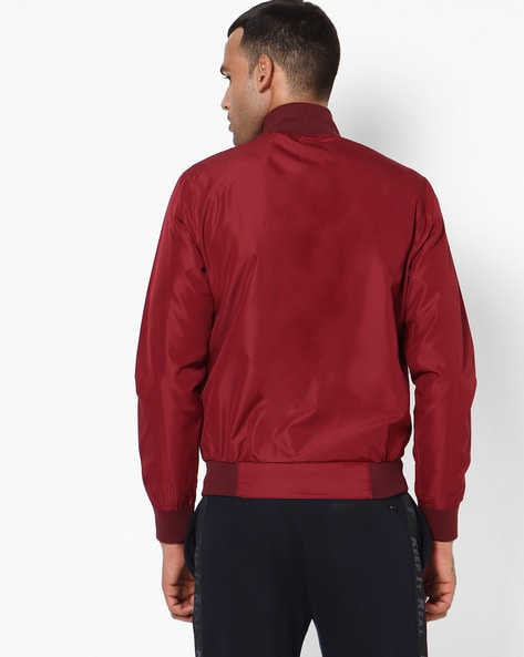 maroon red bomber jacket