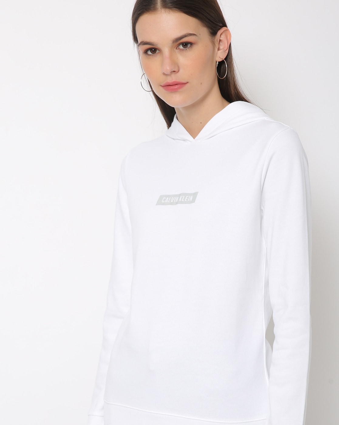 white calvin klein hoodie women's